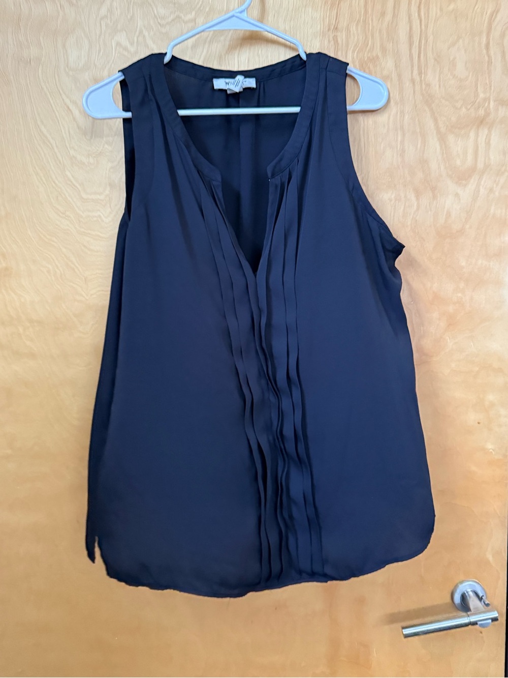 White House Black Market Black Pleated V-Neck Sleeveless Top